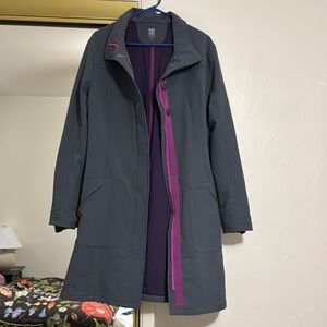 Title Nine Gray and Purple Trench Coat with Tailored Look